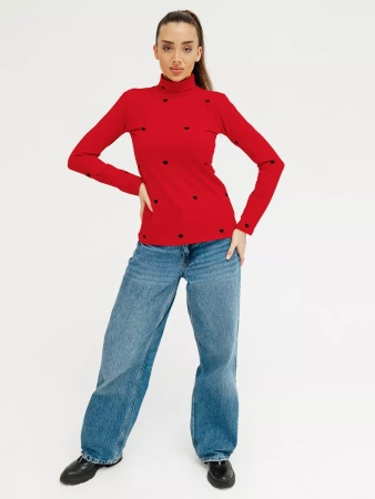 Водолазка женская облегающий лонгслив с принтом ДК572