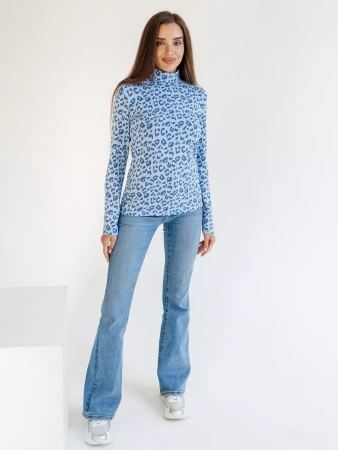 Водолазка женская облегающий лонгслив с принтом ДК572