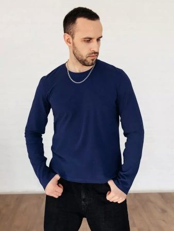 Лонгслив синий свитшот футболка с длинным рукавом