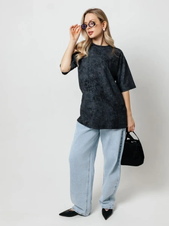 Футболка женская летняя варенка оверсайз базовая хлопок