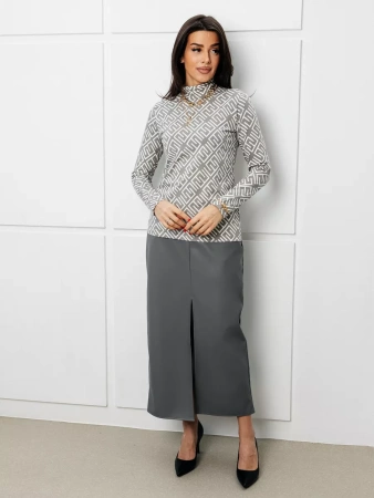 Водолазка женская облегающий лонгслив с принтом ДК572