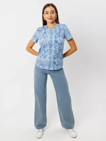 Футболка прямая с принтом хлопок больших размеров ФК561