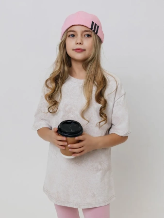 Футболка для девочки оверсайз с принтом хлопок