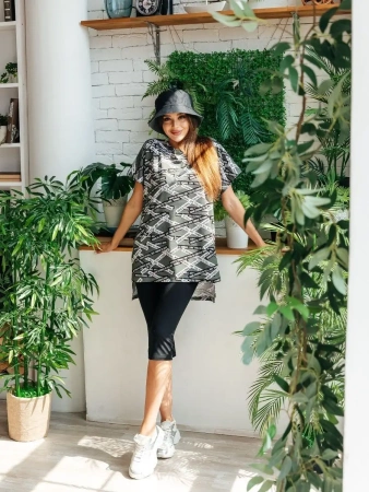 Туника женска оверсайз домашняя с принтом платье