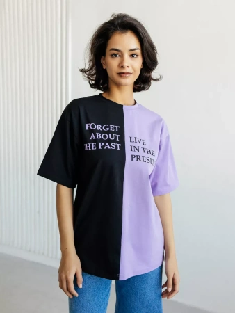 Футболка нарядная оверсайз с принтом больших размеров ФК531