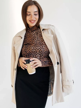 Водолазка женская облегающий лонгслив с принтом ДК572