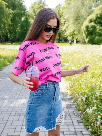 Футболка оверсайз с принтом большого размера