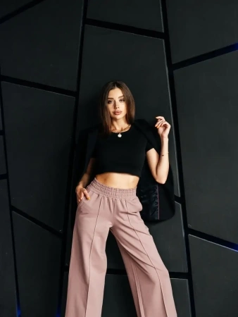 Брюки женские классические палаццо высокой посадкой широкие