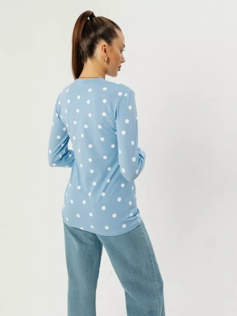 Лонгслив в горошек женский облегающий с принтом дк571