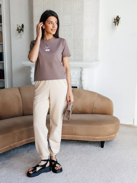 Брюки джоггеры на резинке домашние осень БФ595