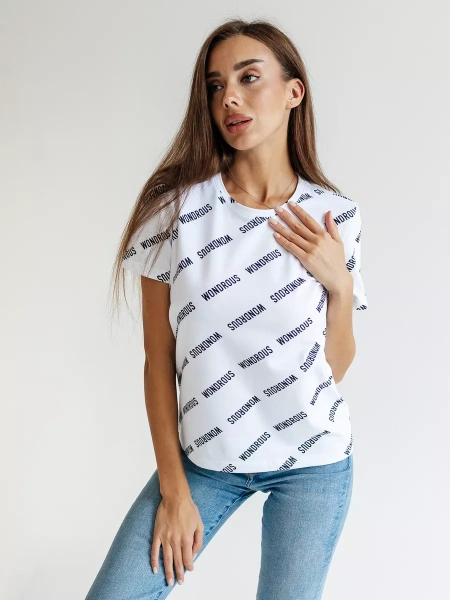 Футболка с принтом больших размеров новогодняя ФК561