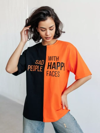 Футболка женская оверсайз с принтом больших размеров ФК531