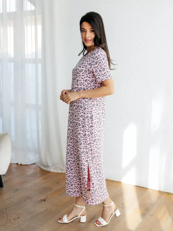 Платье леопардовое нарядное хлопок длинное ПЛК609