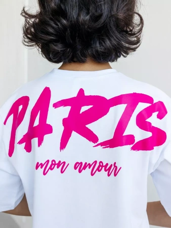 Футболка с принтом оверсайз летняя больших размеров PARIS