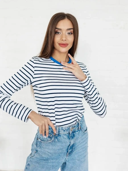 Лонгслив тельняшка большого размера джемпер