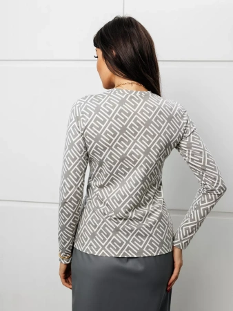 Лонгслив женский облегающий с принтом больших размеров дк571