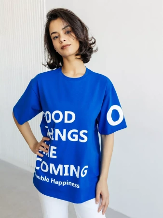 Футболка с принтом оверсайз летняя больших размеров OK