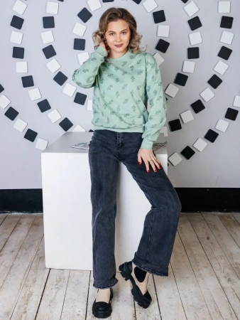 Кофта теплая одежда с принтом и блестками