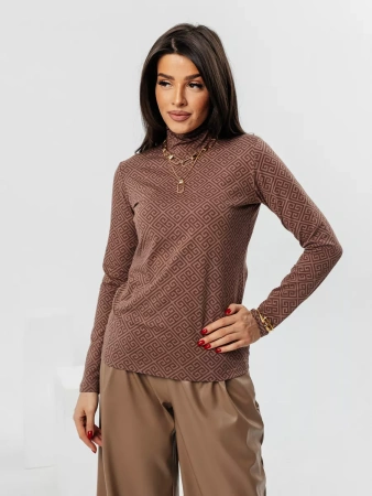 Водолазка женская облегающий лонгслив с принтом ДК572