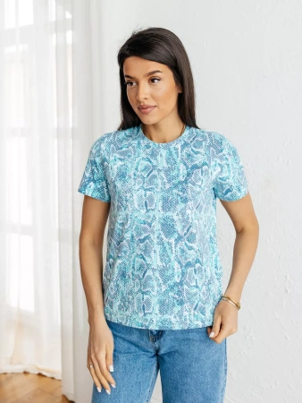 Футболка прямая с принтом хлопок больших размеров ФК561