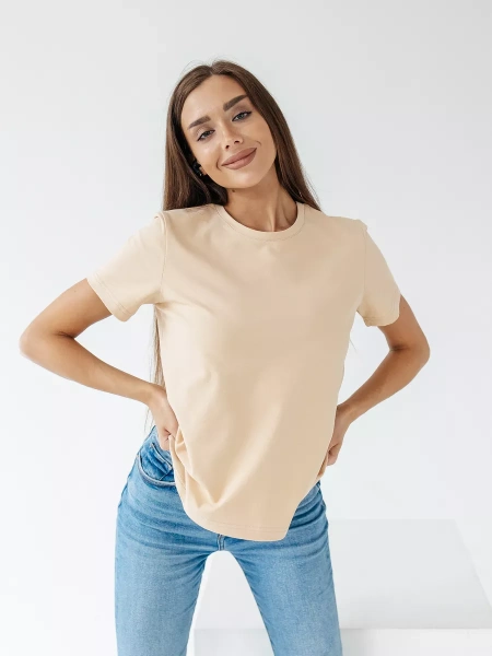 Короткая футболка приталенная одежда хлопок