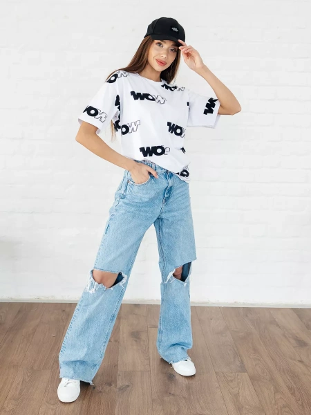 Футболка оверсайз нарядная одежда с принтом больших размеров