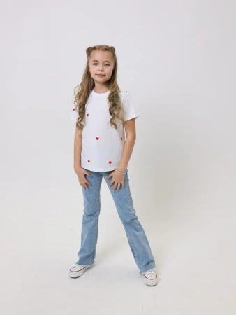 Футболка для девочки оверсайз с принтом хлопок