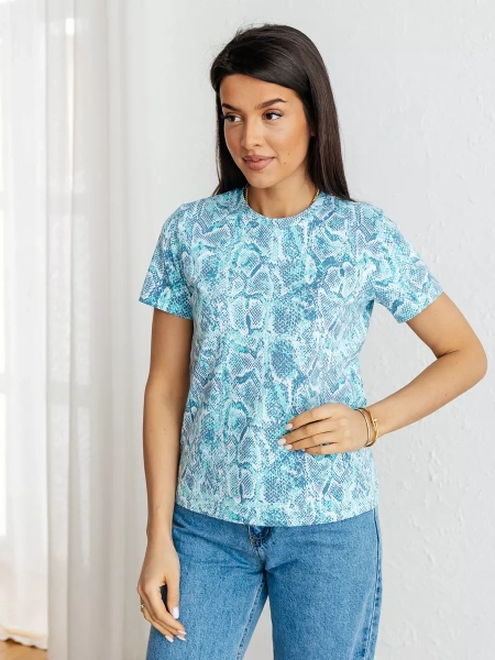 Футболка прямая с принтом хлопок больших размеров ФК561