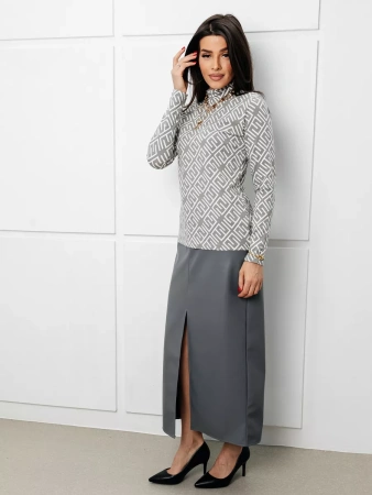 Водолазка женская облегающий лонгслив с принтом ДК572