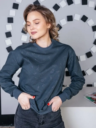 Кофта теплая одежда с принтом и блестками