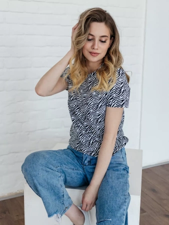 Футболка с принтом хлопок больших размеров новогодняя ФК561