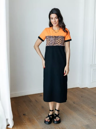 Платье трикотажное леопардовое больших размеров ПЛК569