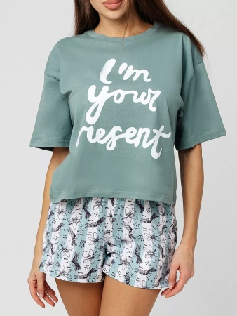 Пижама женская с шортами большие размеры хлопок