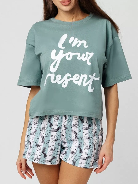 Пижама женская с шортами большие размеры хлопок