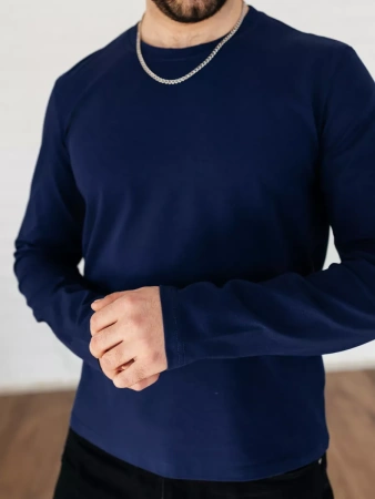 Лонгслив синий свитшот футболка с длинным рукавом