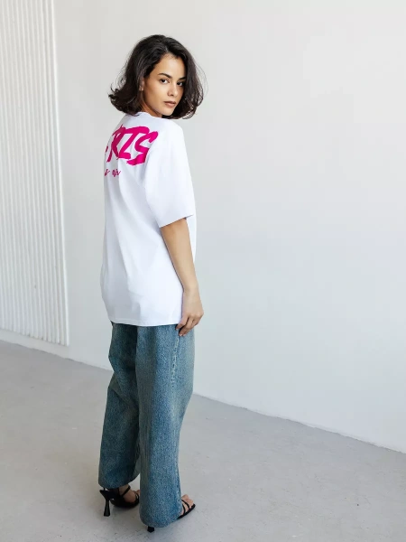 Футболка с принтом оверсайз летняя больших размеров PARIS