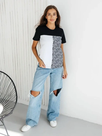 Футболка оверсайз с принтом большого размера нарядная