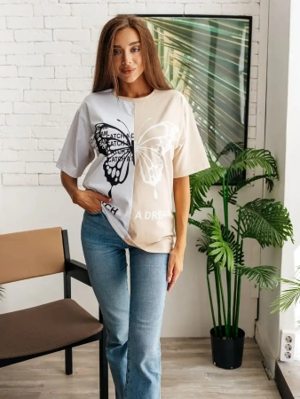 Футболка оверсайз с принтом новогодняя больших размеров