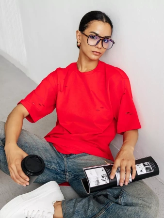 Футболка оверсайз большого размера с дырками