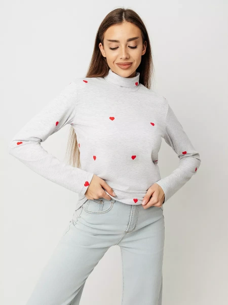 Водолазка женская облегающий лонгслив с принтом ДК572