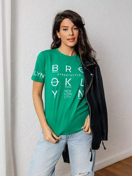 Футболка хлопок с принтом летняя больших размеров ФК562