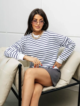 Кофта в полоску нарядная больших размеров джемпер