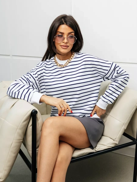 Кофта в полоску нарядная больших размеров джемпер