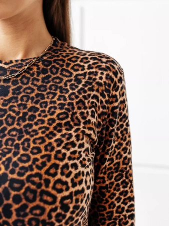 Лонгслив леопардовый женский облегающий с принтом дк571