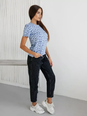 Футболка прямая с принтом хлопок больших размеров ФК561