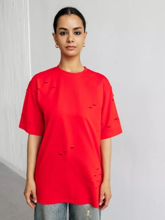 Футболка оверсайз большого размера с дырками