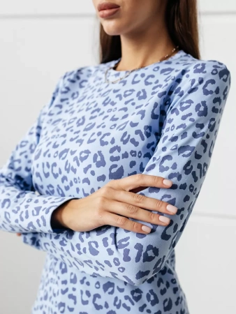 Лонгслив леопард женский облегающий с принтом дк571