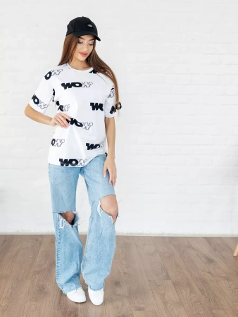 Футболка оверсайз нарядная одежда с принтом больших размеров