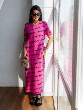 Платье женкое трикотажное с принтом больших размеров ПЛК609