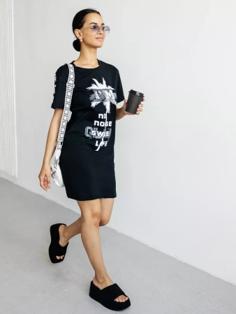 Туника женская домашняя больших размеров с принтом